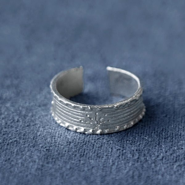 SALE E PEPE Sterling Silver Mural Ring SEP-SP03F07-YIN Silver